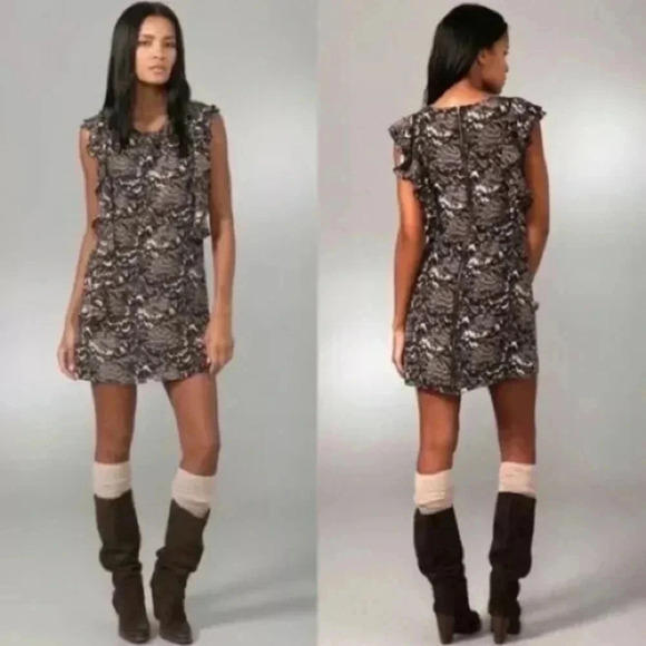 Madewell Broadway & Broome Pretty Plumes 100% Silk Mini Dress Size 10 Women’s - Picture 1 of 10